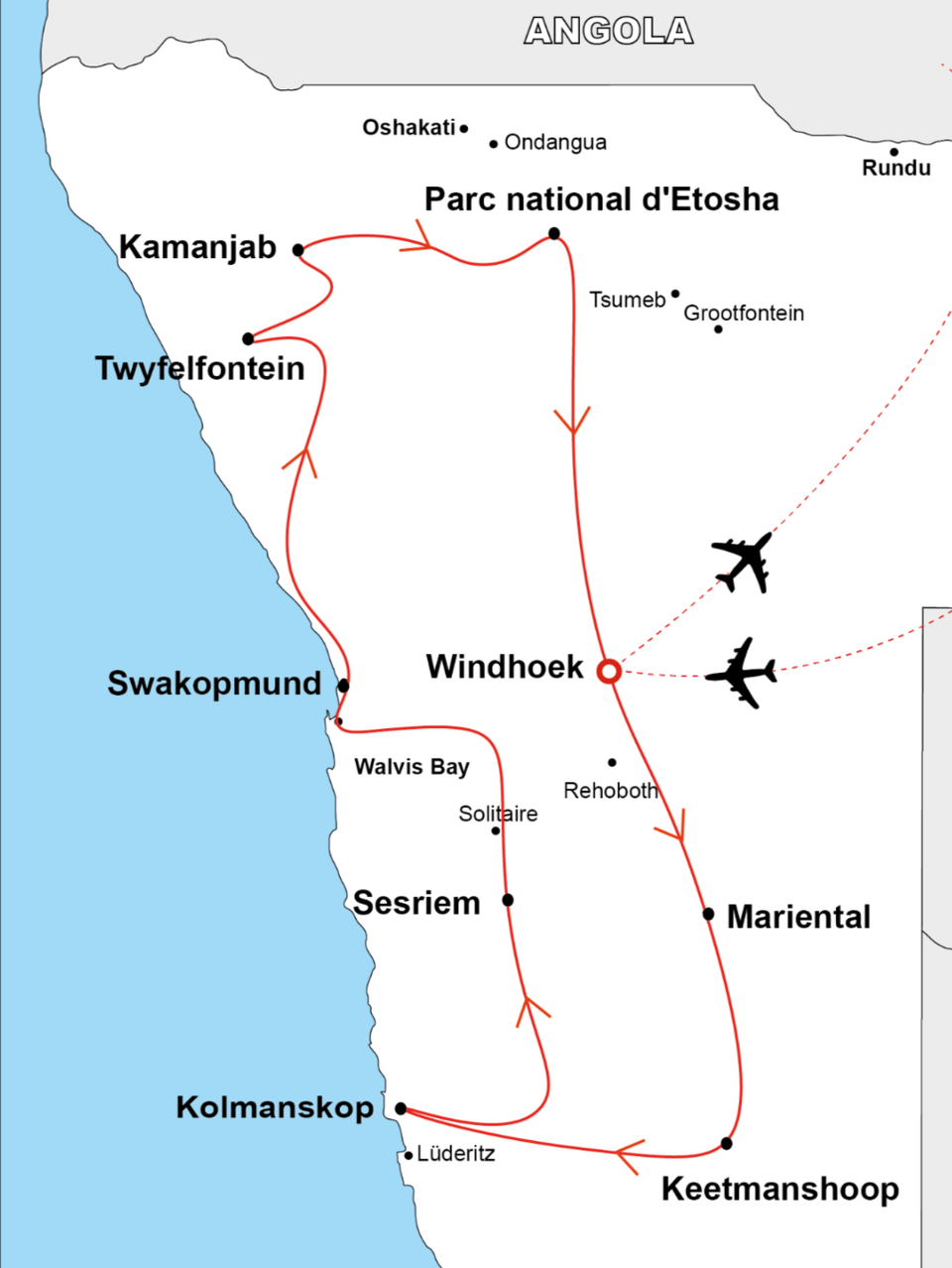 CARTE NAMIBIE